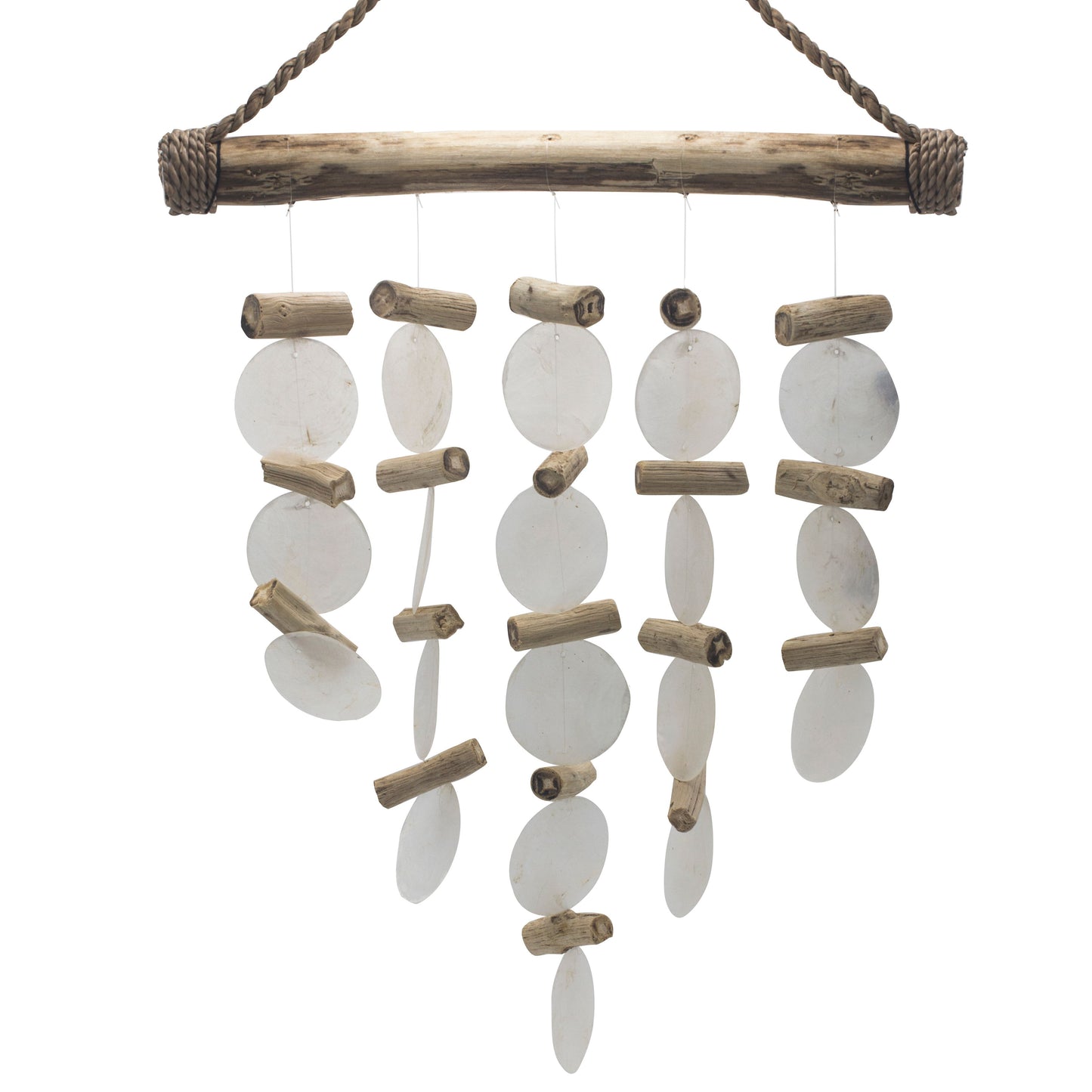 Handmade Driftwood Chime – Pearl Design | Capiz Glass & Driftwood