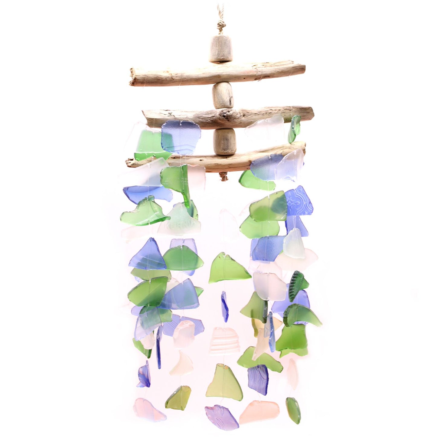 Handmade Glass & Driftwood Wind Chime – Three Stick Flexible