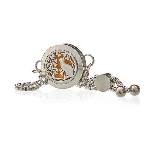 Aromatherapy Bracelet – Cat & Flowers Design | 20mm