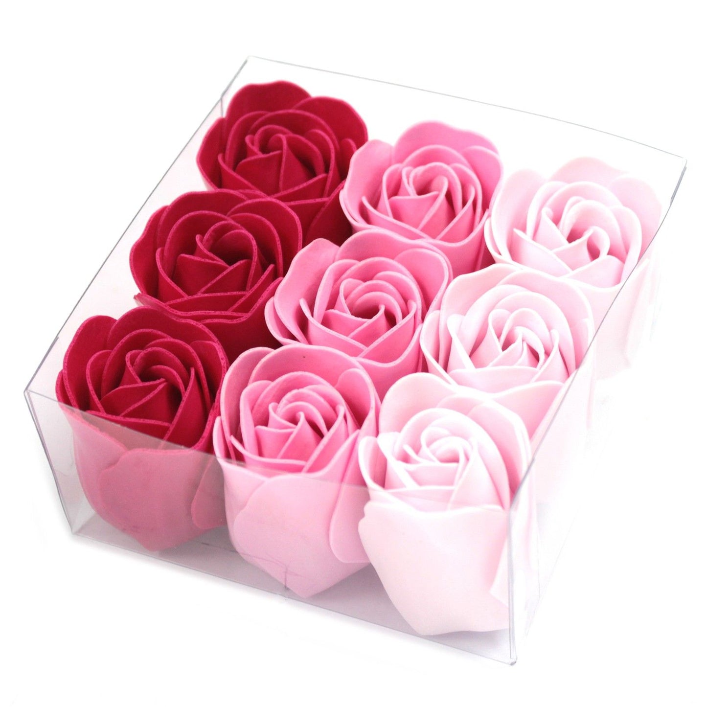Set mit 9 Seifenblumen – Rosa Rosen