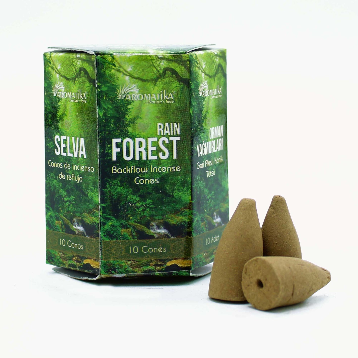 Rain Forest Rückfluss-Räucherkegel – Aromatika | 10 Kegel