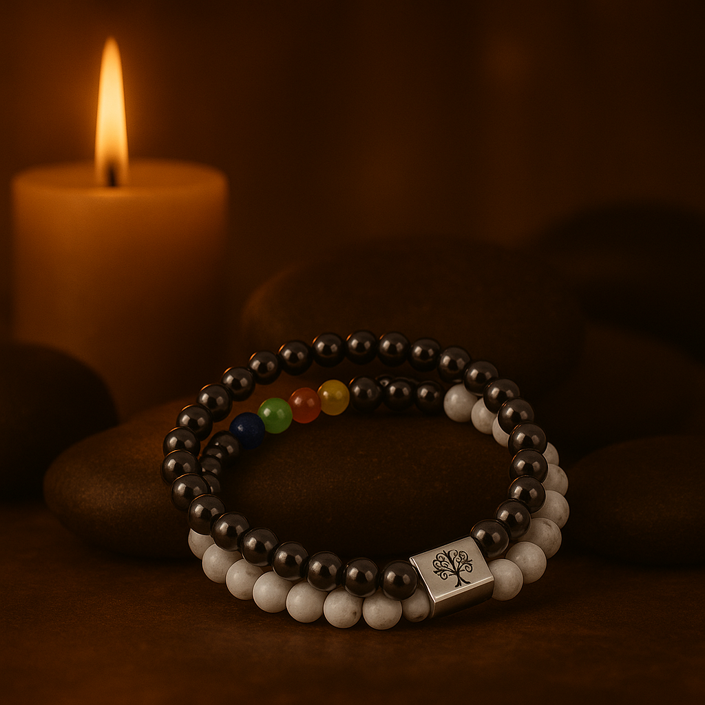 Magnetisches Chakra-Armband aus weißem Howlith – Naturstein-Design