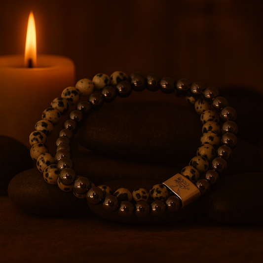 Magnetisches Armband aus Dalmatinerjaspis – Naturstein-Design
