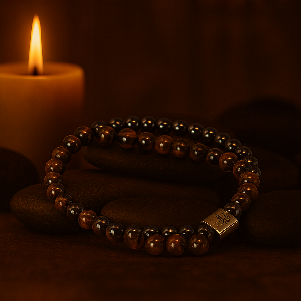 Magnetisches Leopardenlederarmband – Naturstein-Design