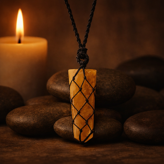 Flacher Anhänger mit gezackter Spitze aus Goldquarz