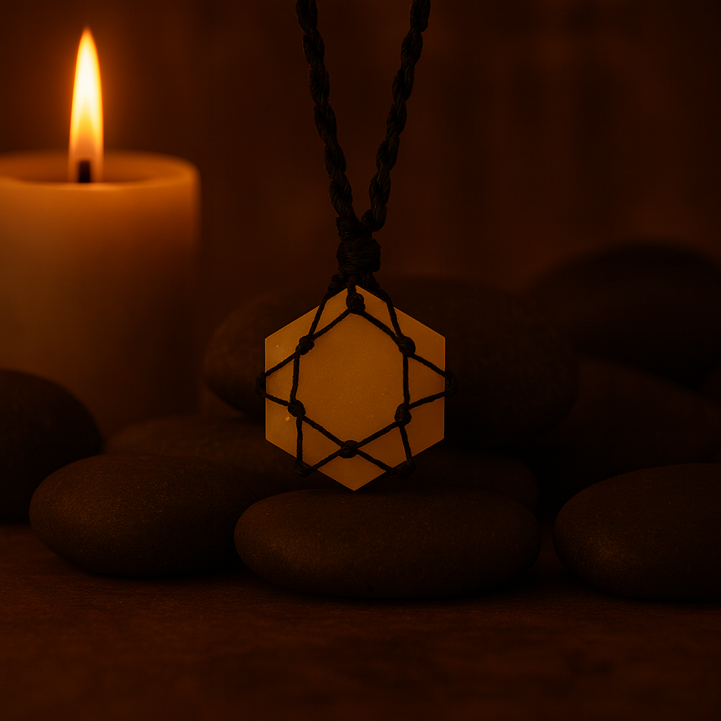 Sechseckiger Anhänger mit Zierspitze aus gelbem Quarz – Gelber Quarz