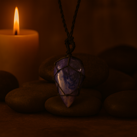 Tropfenförmiger Anhänger mit Edelsteinbesatz – Sodalith-Naturstein