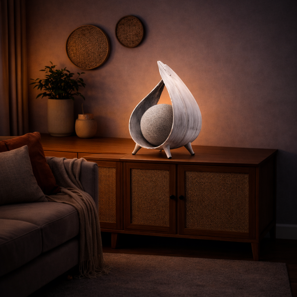 Tischleuchte aus Kokosnussblatt – Natürliches, handgefertigtes Design