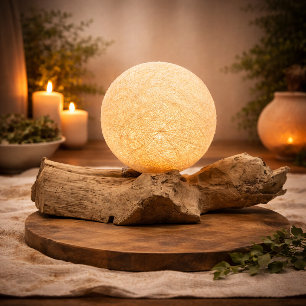 DriftGlow Lampenschirm aus Baumwollgewebe in Creme