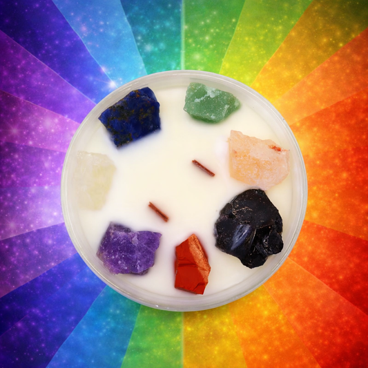 Große Chakra-Kristallkerze – 7 Kristalle | Mondstrahlen