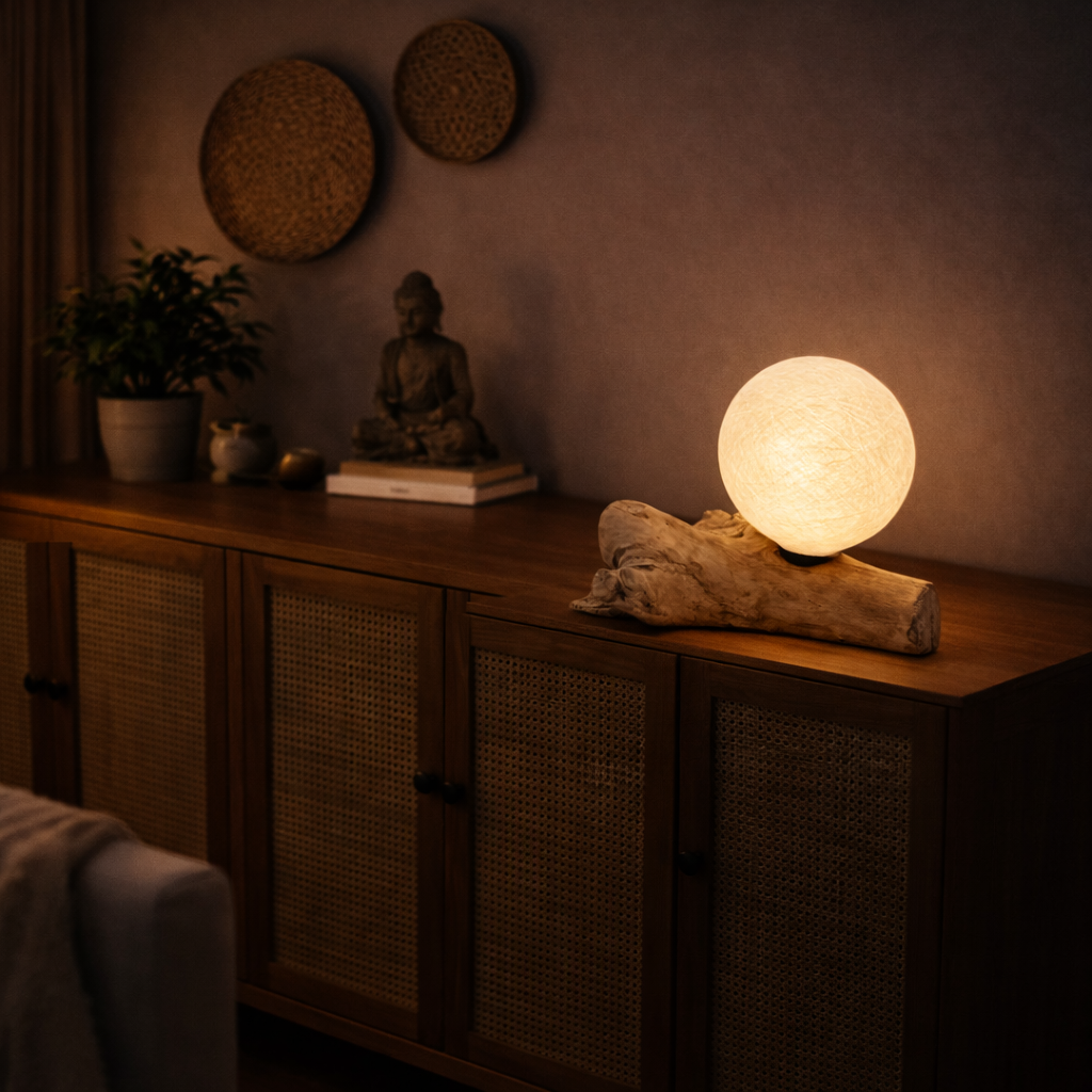 DriftGlow Lampe Baumwoll-Luna-Elfenbein-Lampenschirm