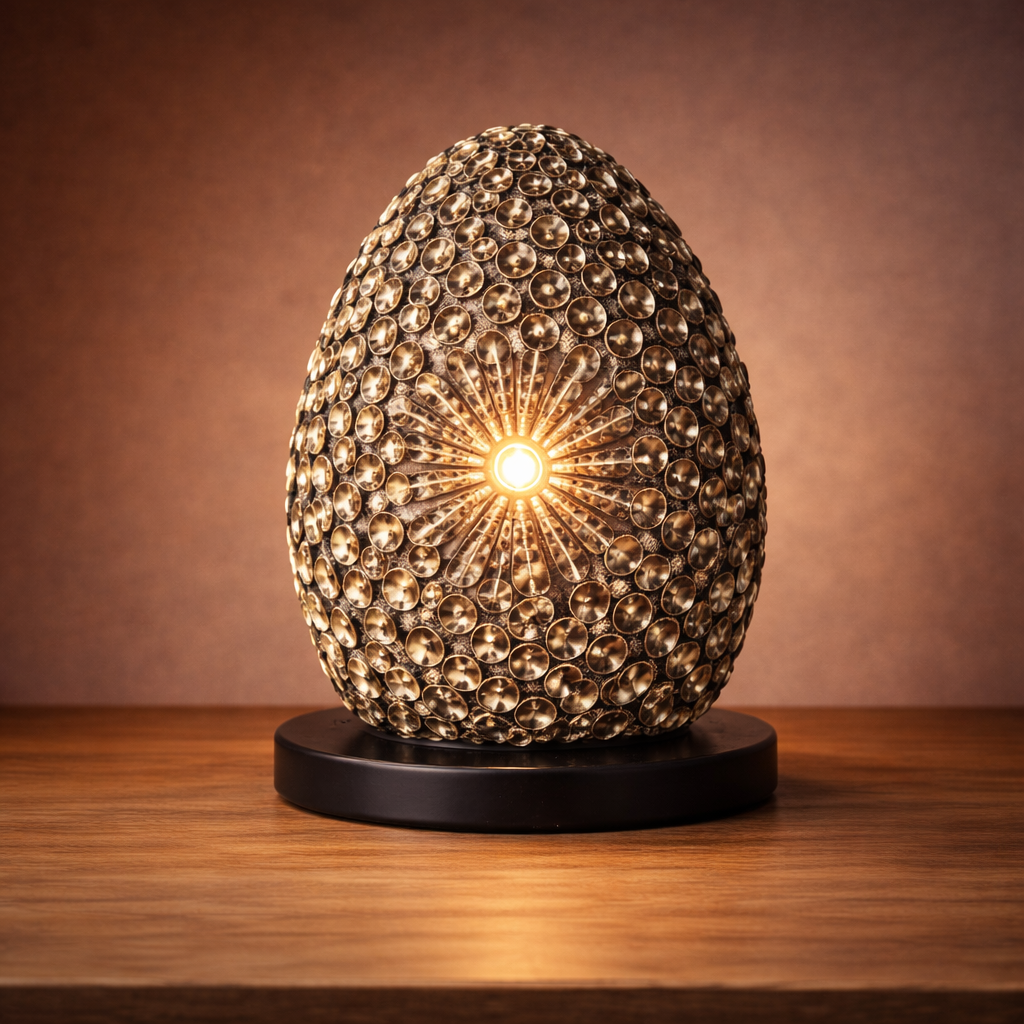 Boho-Muschellampe – Schokoladenbraunes Oval