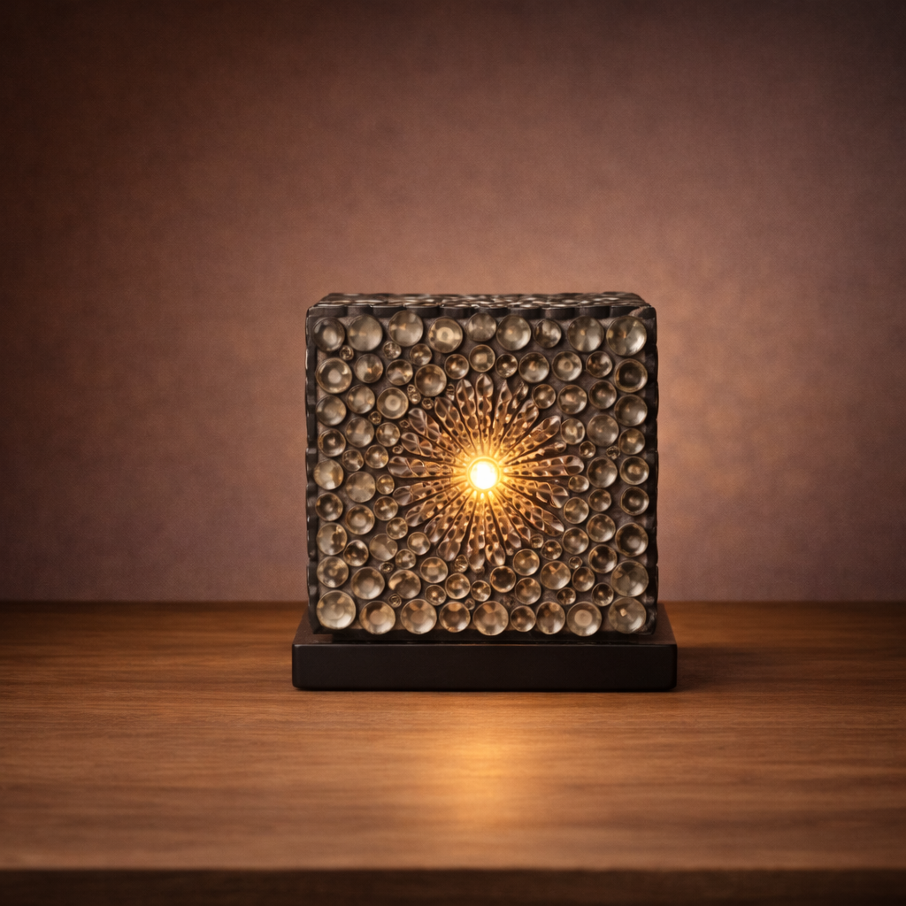 Boho-Muschellampe – Schokoladenbraunes Twist-Quadrat