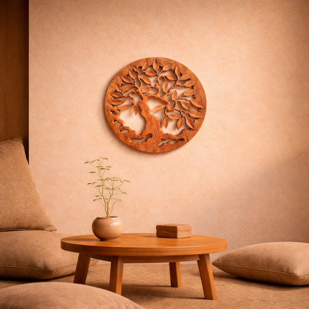 Rundes dekoratives Holzpaneel „Lebensbaum“ 40 cm