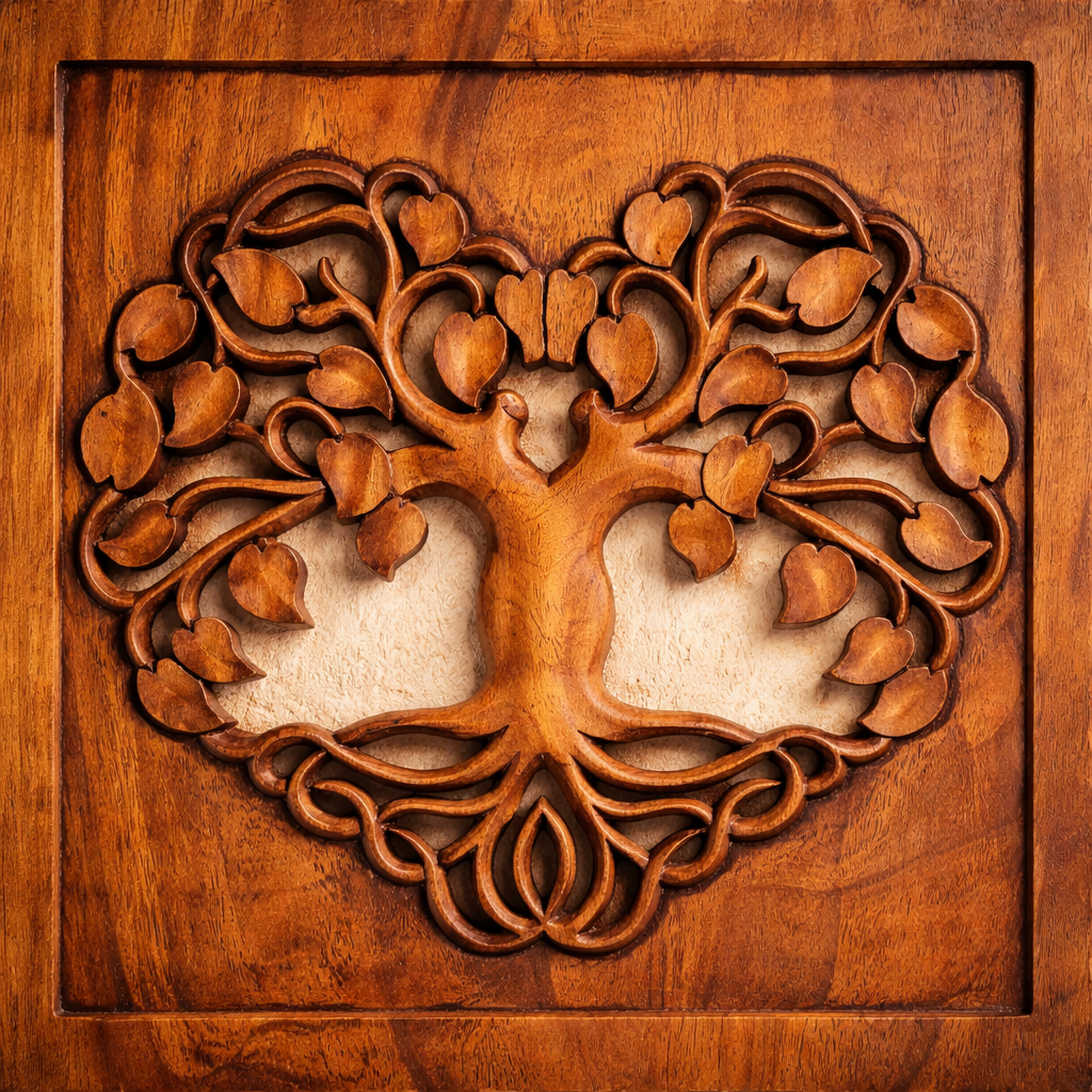 Quadratischer Lebensbaum – Herz-Panel