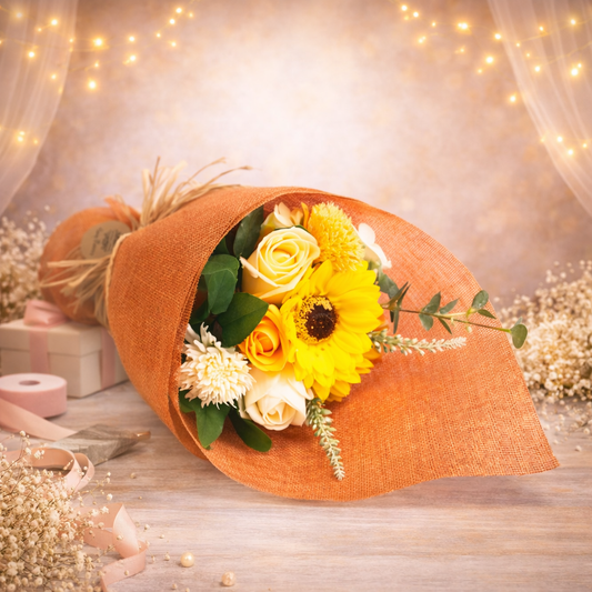 Stehender Seifenblumenstrauß – Orange