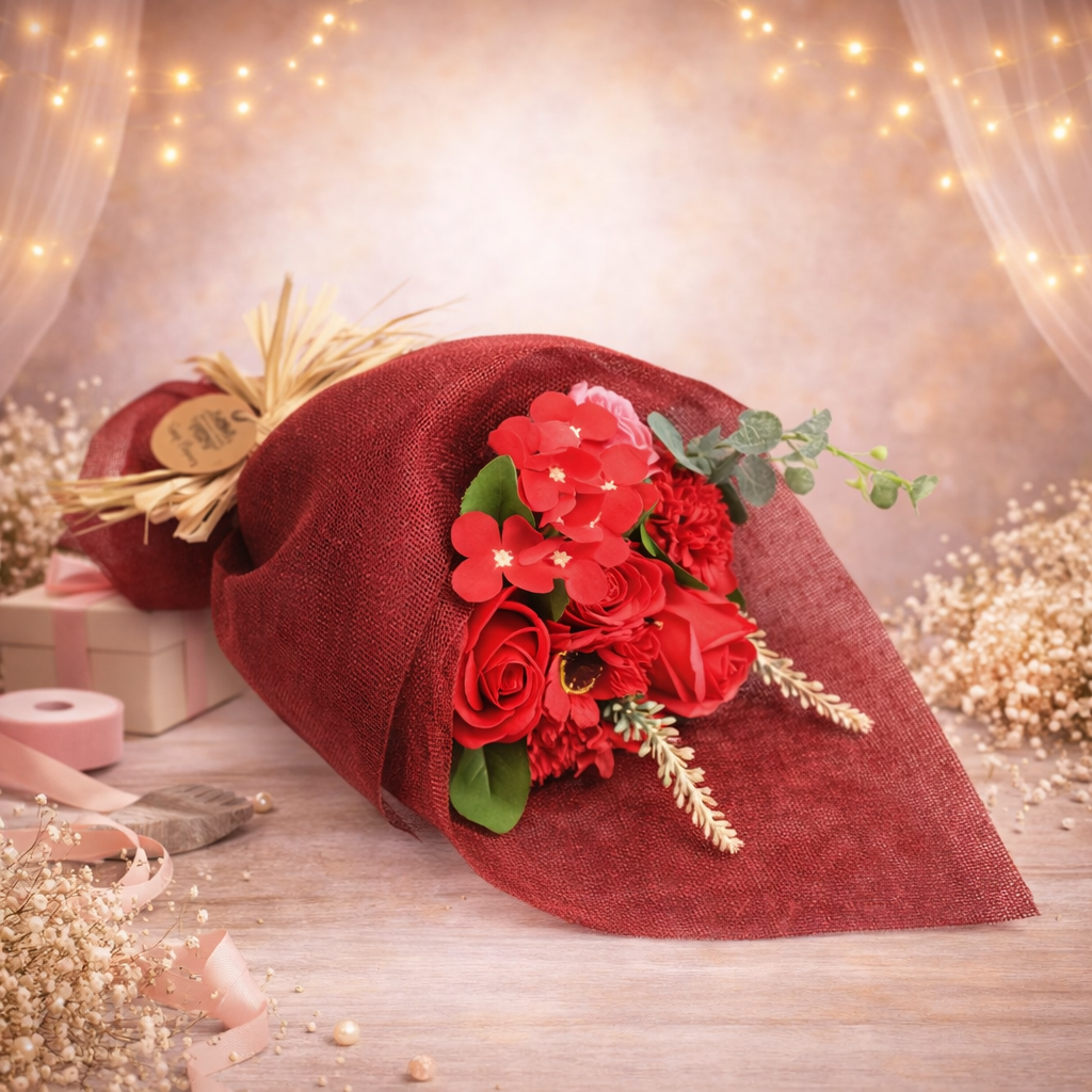 Stehender Seifenblumenstrauß – Rot