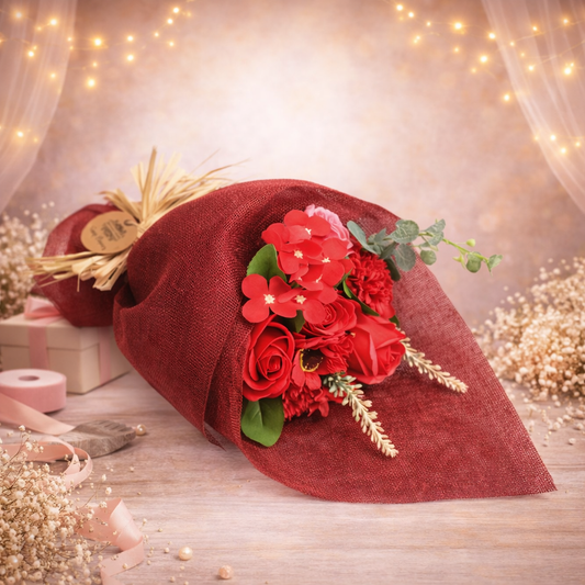 Stehender Seifenblumenstrauß – Rot