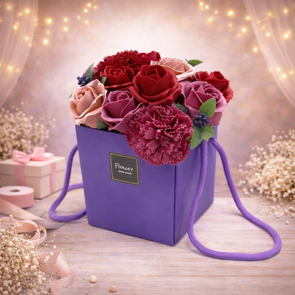 Seifenblumenstrauß – Lila Blumengarten