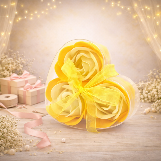 3er-Set Seifenblumen-Herzboxen – Frühlingsrosen