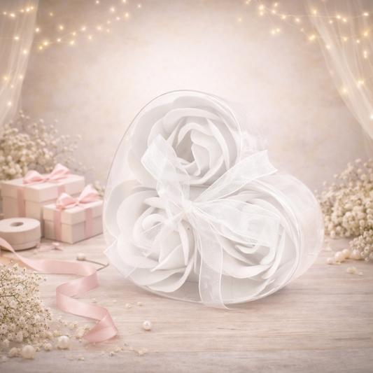 3er-Set Seifenblumen-Herzboxen – Weiß