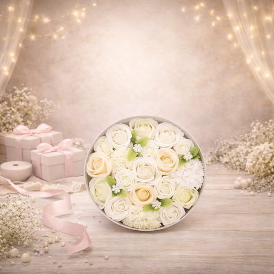 Runde Schachtel – Weiß &amp; Elfenbein