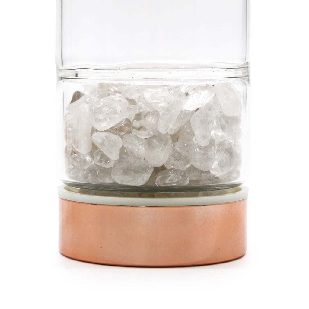 Crystal Glass Tea Infuser Bottle – Rose Quartz | 500 ml