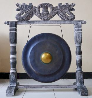 Handgemaakte Healing Gong met Standaard – 35 cm (Zwart