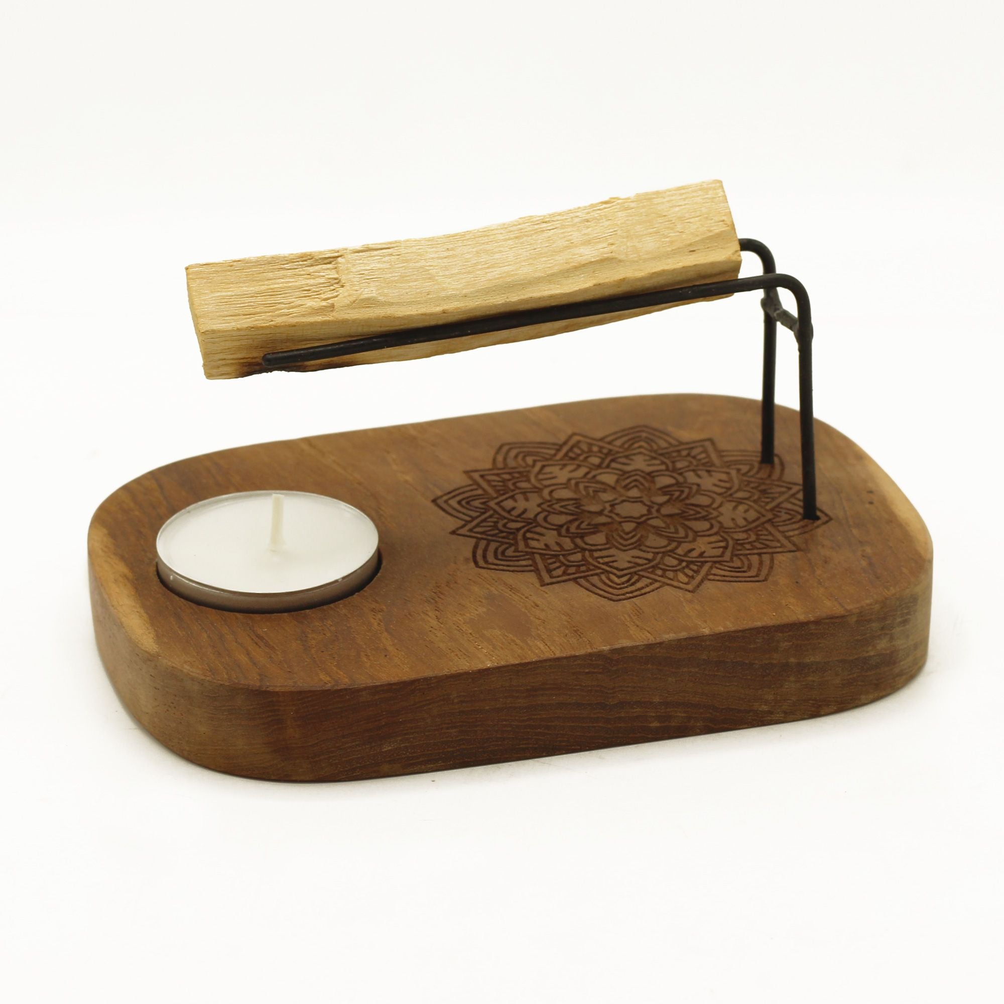 Palo Santo Holder – Teak Wood Mandala Design (Small)