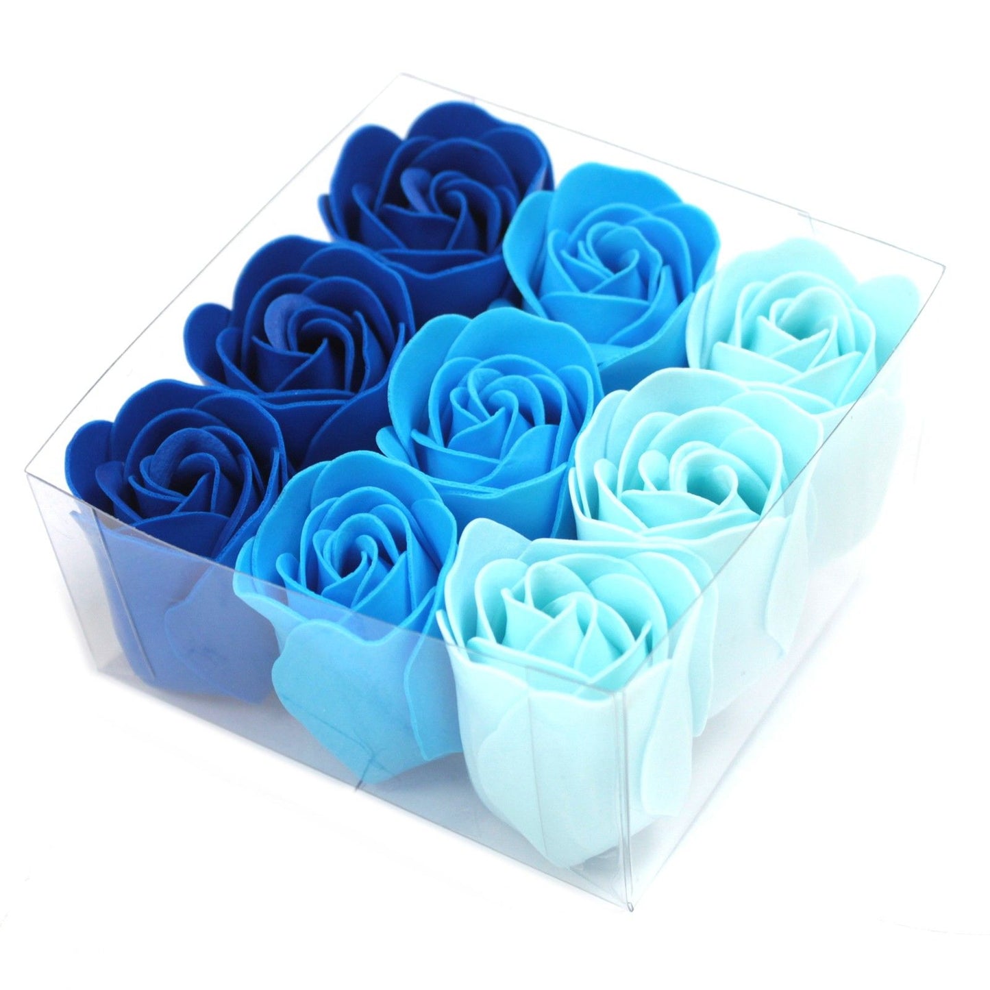 Set mit 9 Seifenblumen – Blaue Hochzeitsrosen