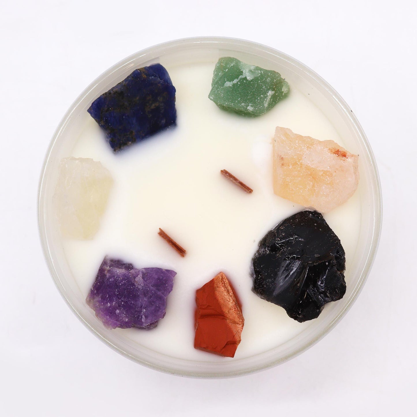 Large Chakra Crystal Candle – 7 Crystals | Moon Beams