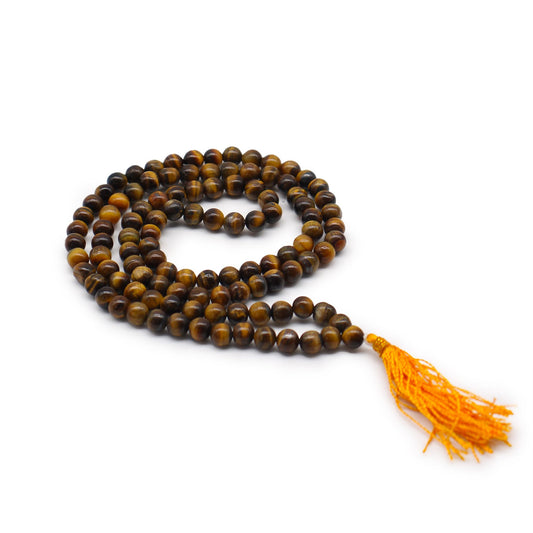 Tiger’s Eye Mala Necklace – 108 Beads | Courage & Balance