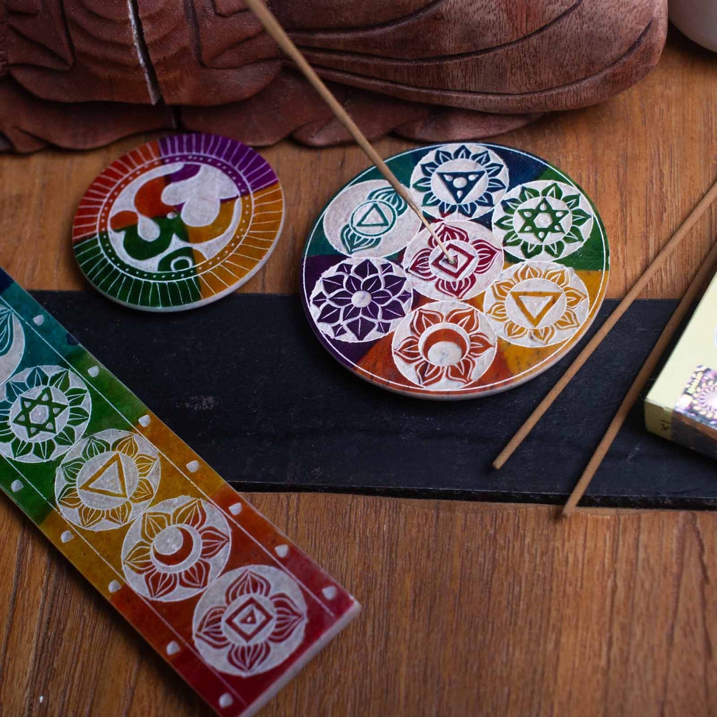 Soapstone Incense Holders – Seven Chakra Disc