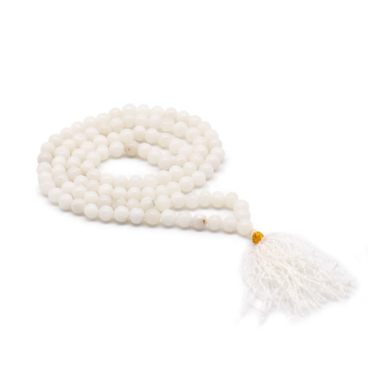 Bead Mala – White Quartz | 108 Beads for Clarity & Spiritual Growth