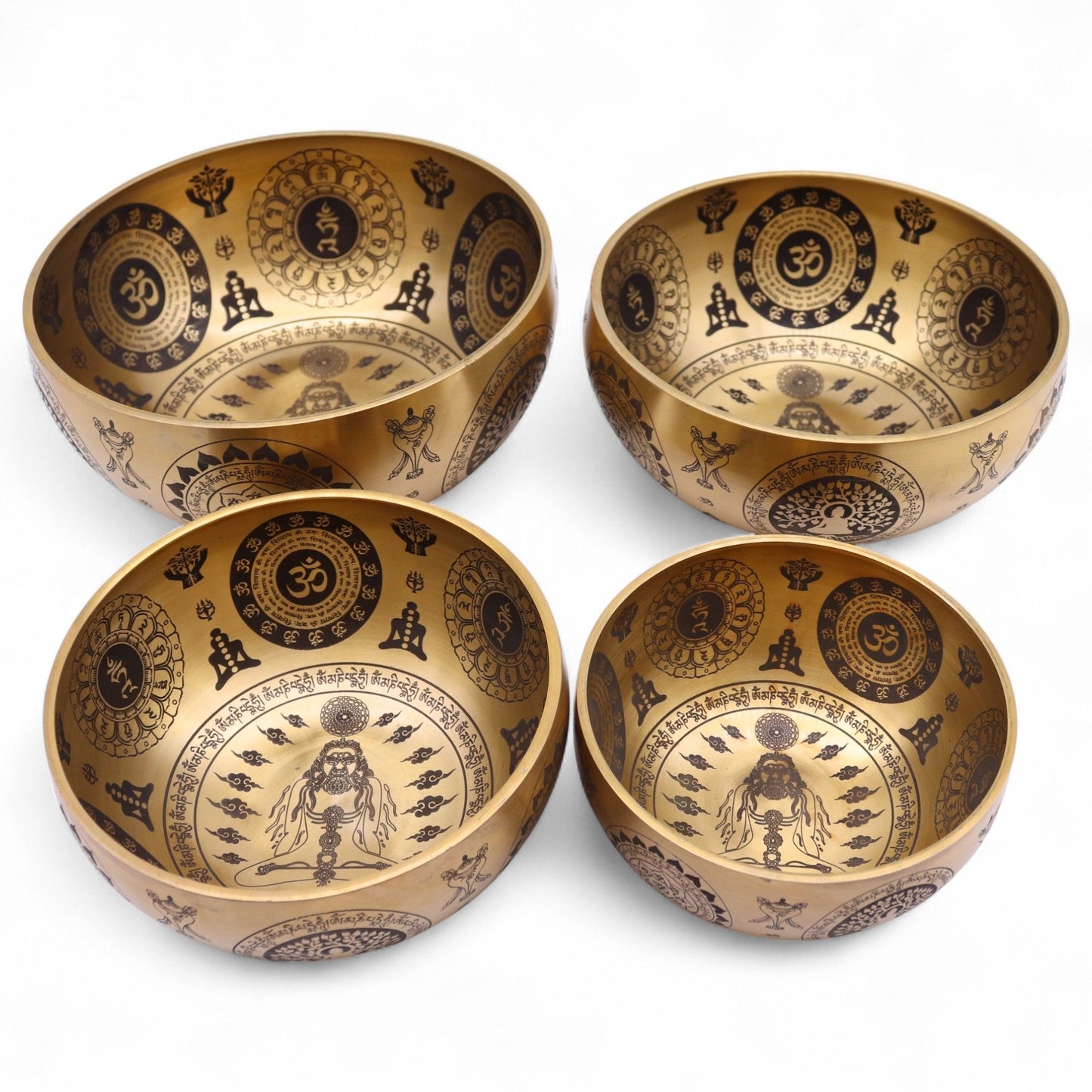 Pure Brass Etched Yogi - Set of 4