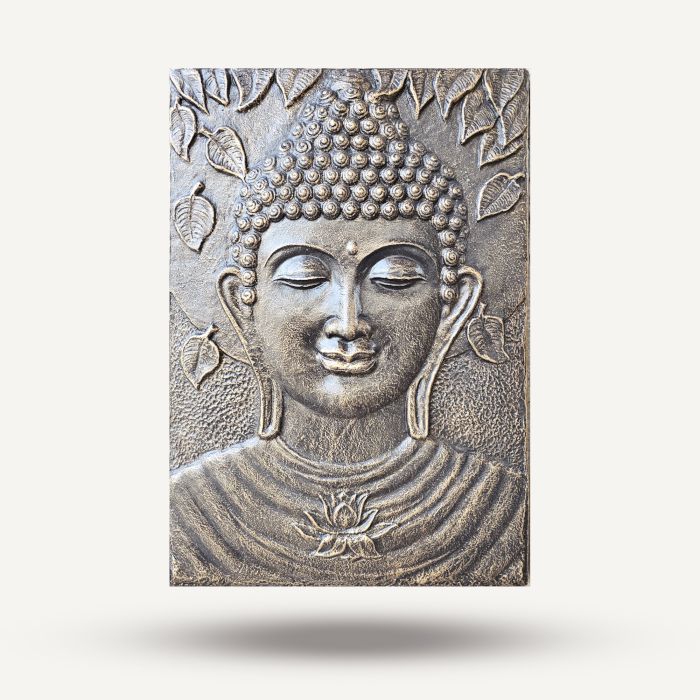 Large Buddha Wall Panel – Antique Gold | 70x100 cm