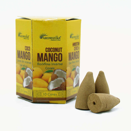 Coconut & Mango Backflow Incense Cones – Aromatika | 10 Cones