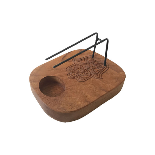 Palo Santo Holder – Teak Wood Hamsa Design
