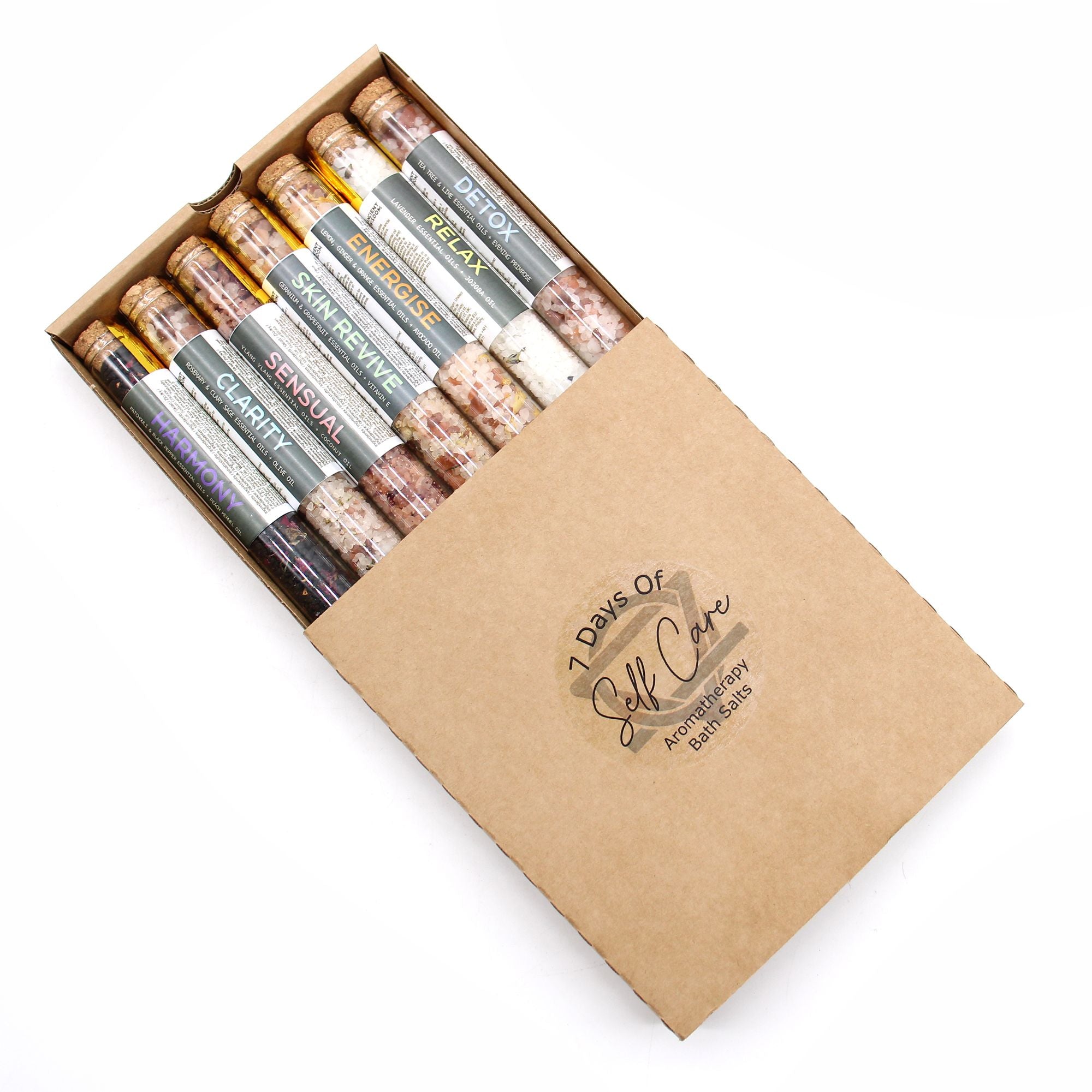 Luxury Bath Salts Set – 7 Glass Tubes | Relaxation, Energy & Balance