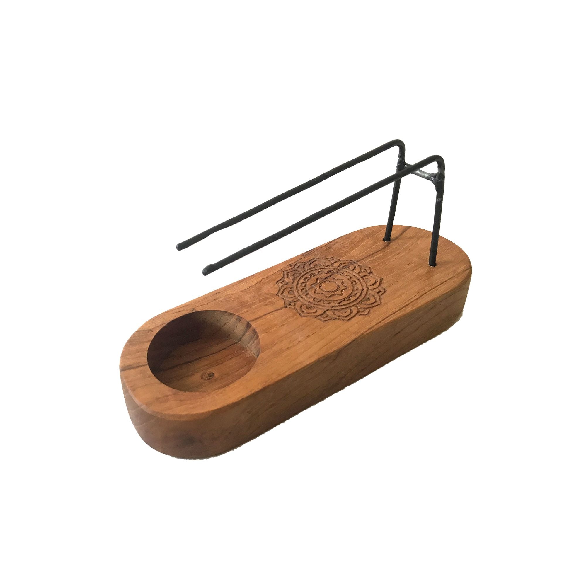 Palo Santo Holder – Teak Wood Mandala Design (Small)