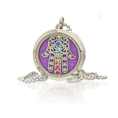 Aromatherapy Diffuser Necklace – Hamsa Chakra Design | 30mm