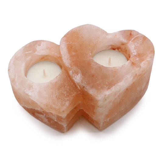 Himalayan Salt Double Heart Candle Holder — Pure Warmth & Connection