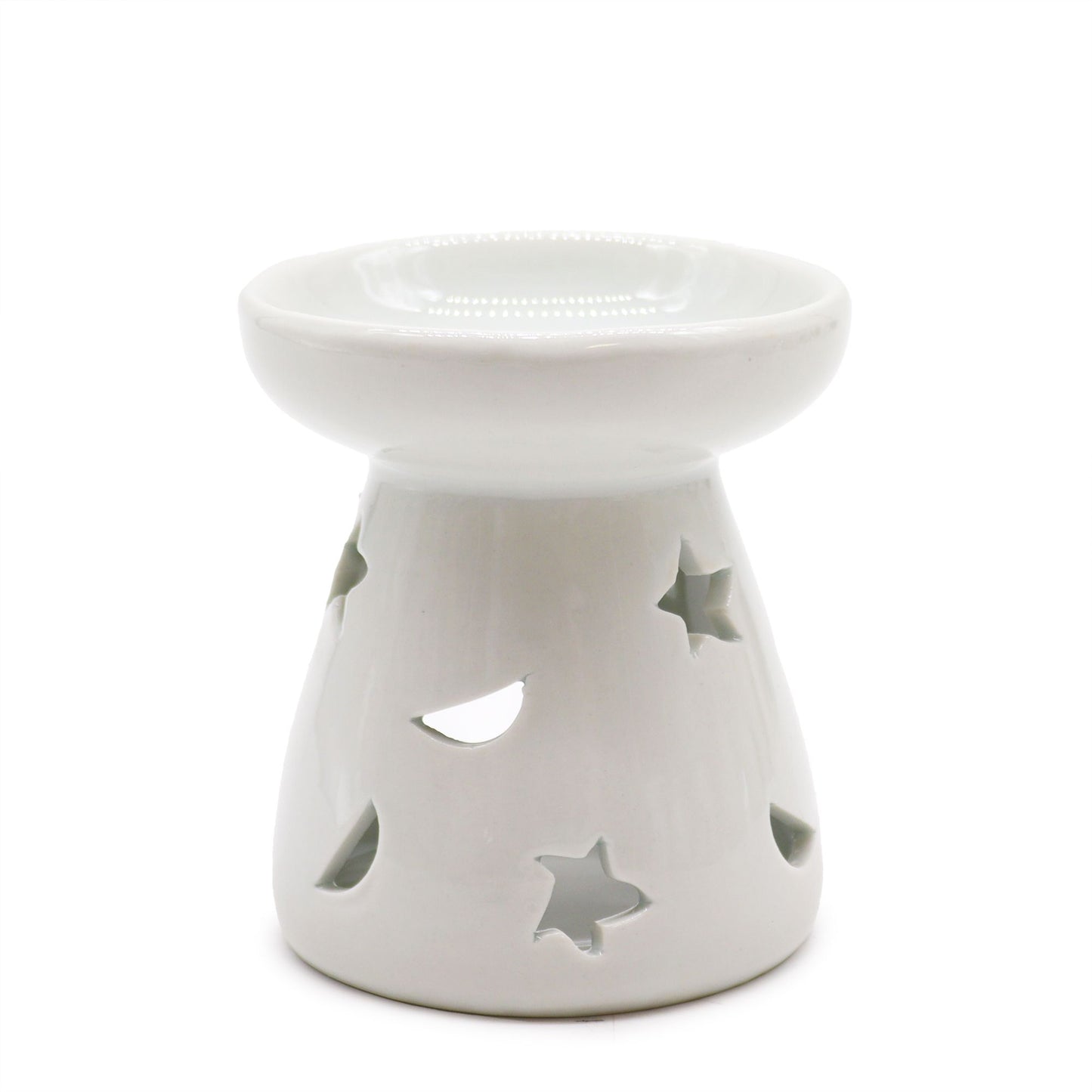 1x Sm Classic White Oil Burner - Moon & Star